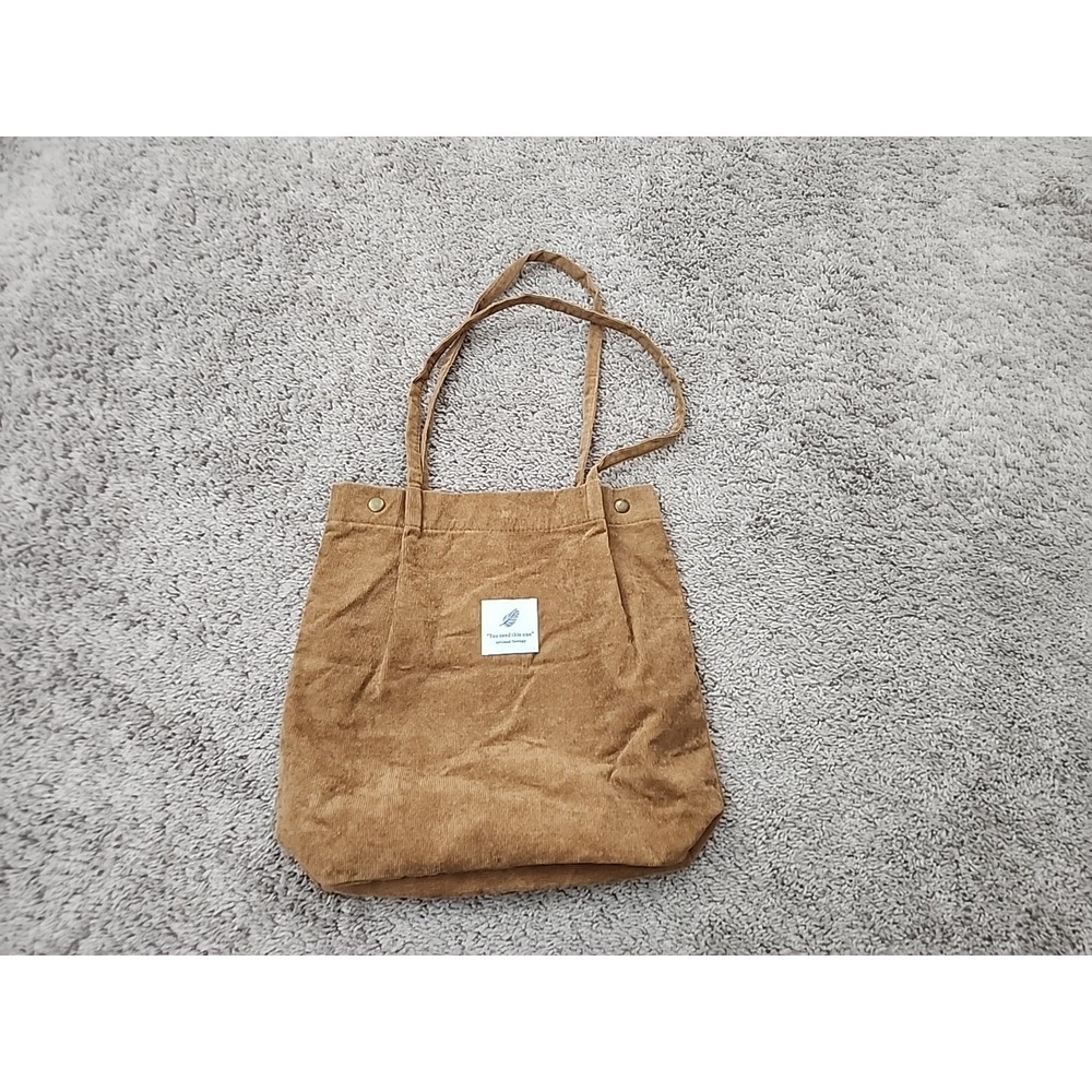 Notebook Therapy Tote Bag Womens 14" x 13" Brown Corduroy Snap Detail
